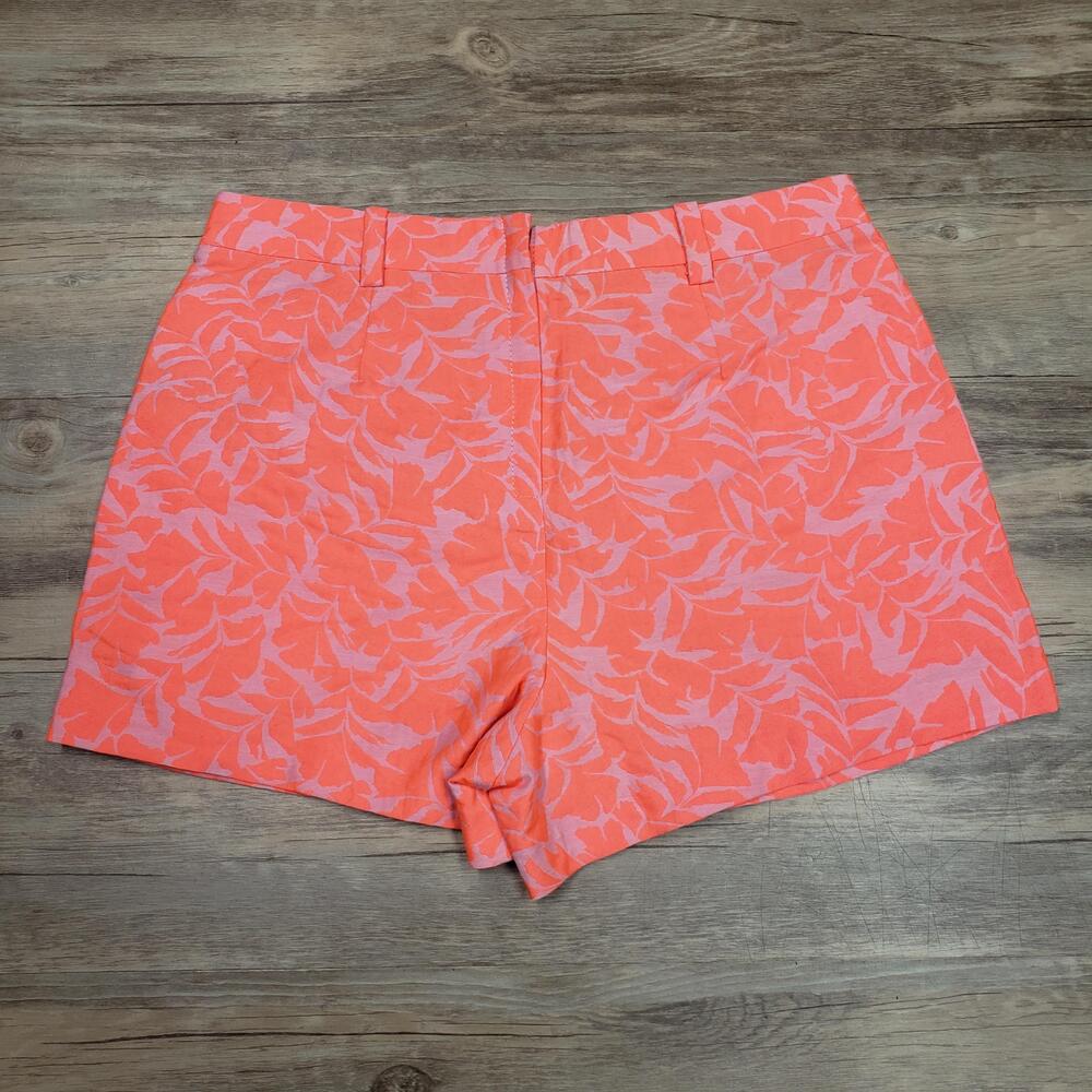 J.Crew Shorts Womens 2 Coral Pink Jacquard Pleated Floral Leaf Summer